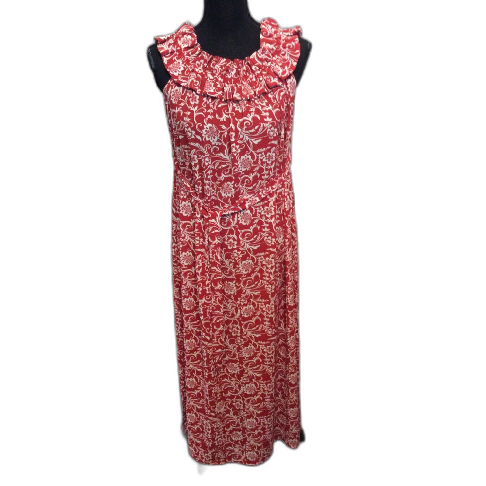 Ann Taylor Loft Outlet XS Floral Print Maxi Ruffled Collar Sleeveless